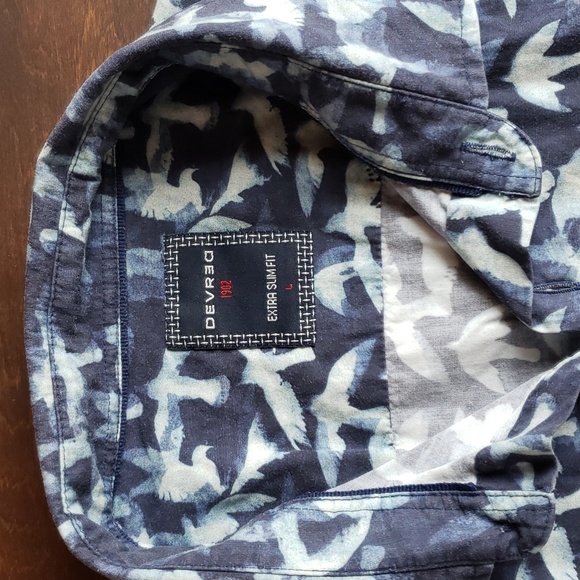 Devred - Bird Print Short-sleeve Shirt - L Slim Fit - Picture 3 of 6